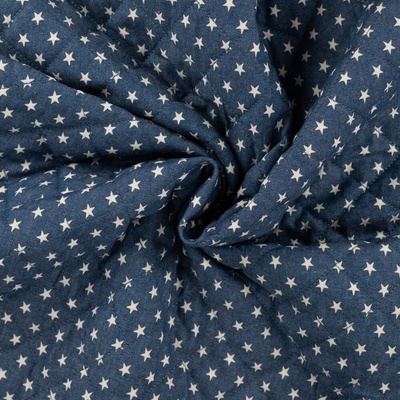 Prešívaná vetrovkovina - Denim hviezdy