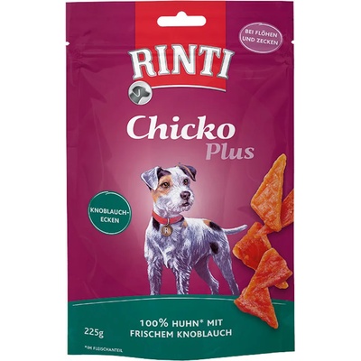RINTI 225г Chicko Plus RINTI, лакомство за кучета - пилешки хапки с чесън