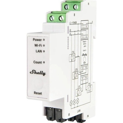 Profesionálny 3fázový merač energie Shelly Pro 3EM na DIN lištu s Wi-Fi LAN Bluetooth