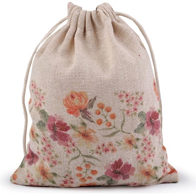 Dárkový pytlík jarní / velikonoční 13x18 cm lněný, malé, 1 režná růže – Zboží Dáma