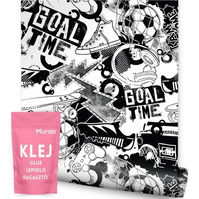 Tapeta v roli Muralo fotbalový míč 53 cm x 10 m černobílá