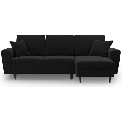 Cosmopolitan Design Черен кадифен разтегателен ъглов диван с място за съхранение Kyoto - Cosmopolitan Design (COS_COR_2_F1_KYOTO10)