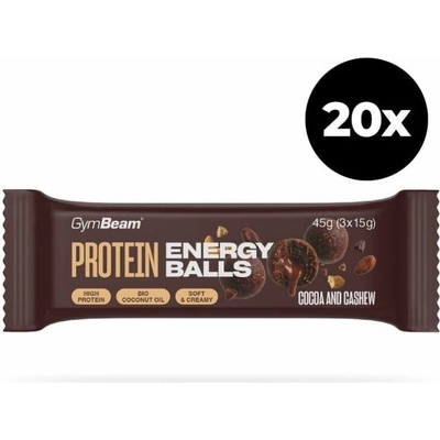 GymBeam Protein energy balls cocoa and cashew 20 x 45 g