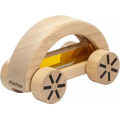PlanToys drevené autíčko s vodou žlté