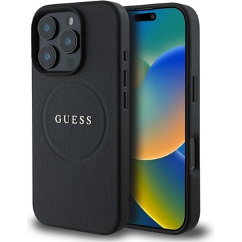GUESS Калъф GUESS, PU Grained Classic Logo MagSafe за iPhone 16 Pro Max, GUHMP16XPGHSMMK, Черен (GUHMP16XPGHSMMK)