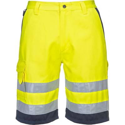 Portwest E043 Hi Vis Reflexné krátke nohavice žltá/šedá