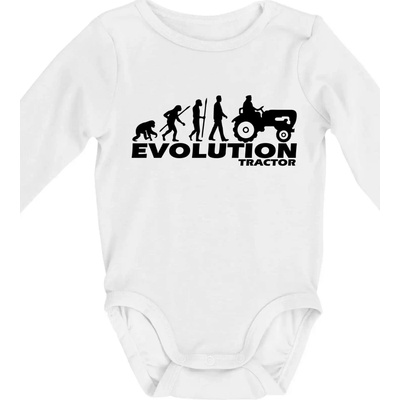 Evolúcia traktor Body dojčenské s dlhým rukávom dlouhý rukáv biele