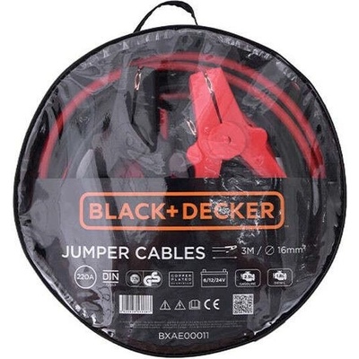 Black & Decker Кабел за бикове Black & Decker 16 мм, 220 А, 3 м, сертифициран от TÜV/GS, с чанта, (BXAE00011)