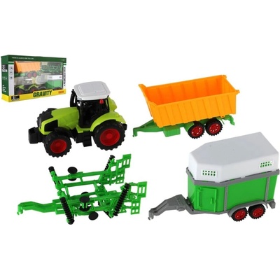 mamido Traktor se třemi přívěsy sklízení sena zelený