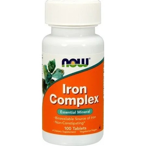 NOW Хранителна добавка Желязо Комплекс, Now Iron Complex, w/ Vitamins & Herbs (Vegetarian), 100 tabs