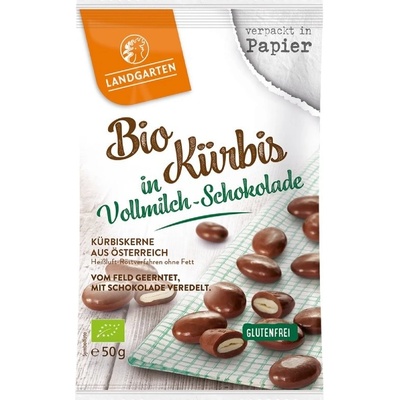 Landgarten BIO Dýňová semínka v mléčné čokoládě 50 g