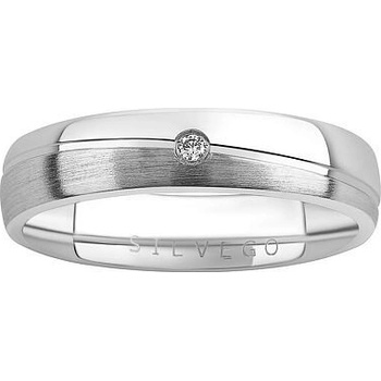 SILVEGO Snubný strieborný prsteň s diamantom QRZLP012WD