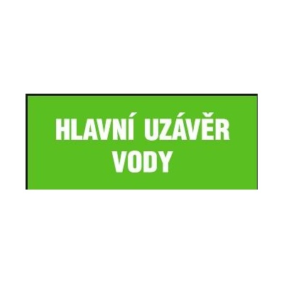 Hlavní uzávěr vody - text bez symbolu, samolepka