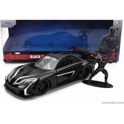 Jada Mazda Rx-7 With Black Panther Figure 1995 Black 1:32