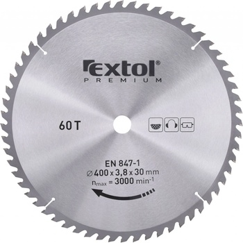 EXTOL PREMIUM Kotouč pilový s sk plátky, o 400x3,6x30mm, 60t 8803257