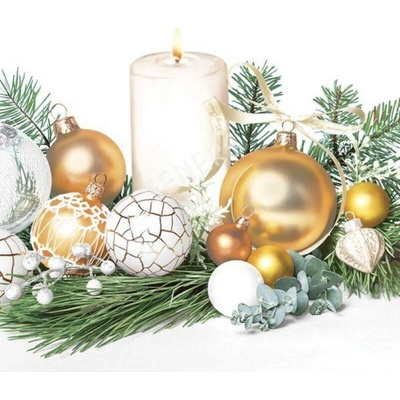 MAKI SLGW 025701 Stylish Golden Baubles Arrangement servítky 3V vianočné 20ks 33x33cm