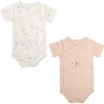 Bimbidreams Бебешки бодита с къс ръкав Bimbidreams - Monet, 0-1 м, 2 броя, White/Pink (8435629204423) - ozone