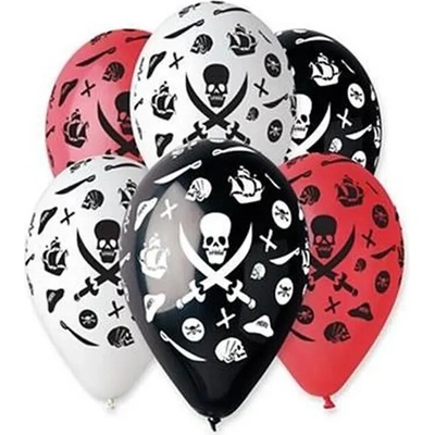 Lamps Balonky kulatý s potiskem piráti bílá červená černá
