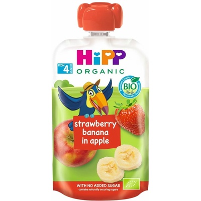 Hipp BIO 100 % ovocie Jablko-Banán-Jahoda 100 g