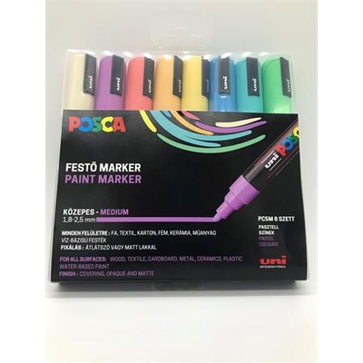 Uni Posca PC-5M 8 rôznych pastelových farieb