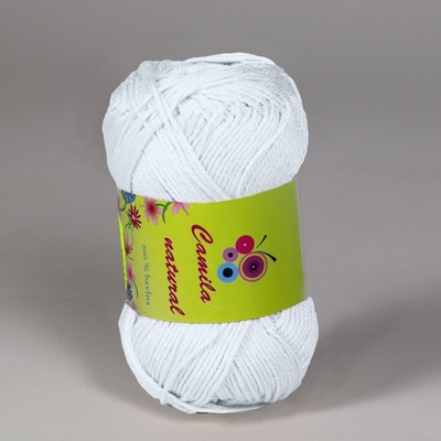 Pletací / háčkovací příze Storex CAMILA NATURAL 02 bílá, jednobarevná, 50g/125m