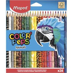 Maped Цветни моливи MAPED Color Peps Animals, триъгълни, комплект от 24 броя 832224 (832224)