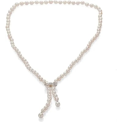 Swan Колие със сладководни бели оризови перли RICE80NW Swan