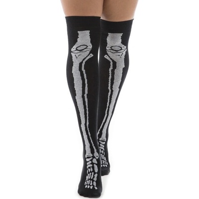 Pamela Mann nadkolenky Over With Skeleton Bones PM1107 Black/White