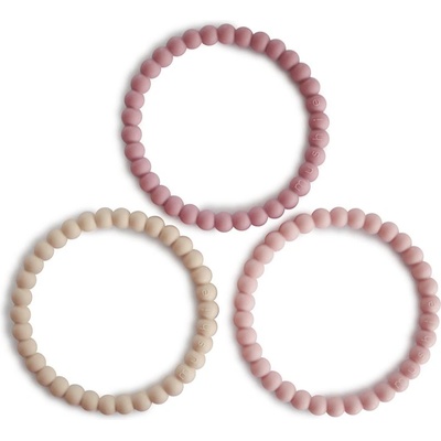 Mushie Pearl Teething Bracelet гризалка Linen-Peony-Pale-Pink 3 бр