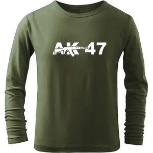 DRAGOWA детска тениска с дълъг ръкав ak47, маслиненозелена (7162)