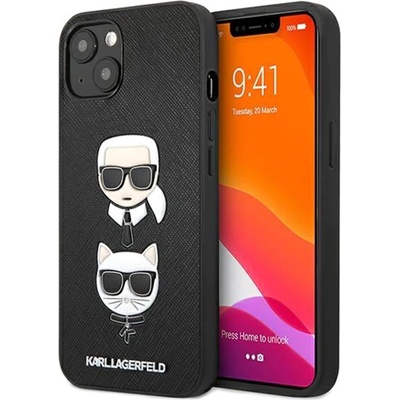 KARL LAGERFELD Гръб Karl Lagerfeld PU Saffiano Karl and Choupette Heads Case за iPhone 13 - Черен