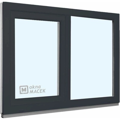 KÖMMERLING Plastové okno - 70 AD, 1200x900 mm, FIX/OS, antracit čiré, antracit/bílá