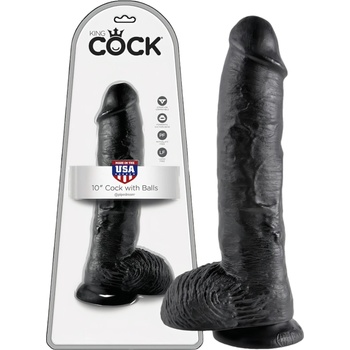 King Cock Кинг Кок 10 инча вибратор с тестиси (25 см) - черен
