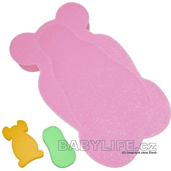Pěnové lehátko do vany s houbičkou MAXI - růžový medvídek