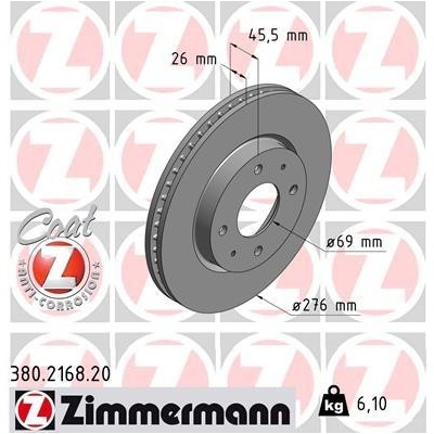 Brzdový kotúč ZIMMERMANN 380.2168.20