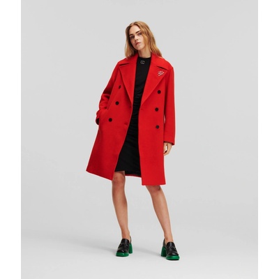 Karl Lagerfeld double breasted soft coat červená
