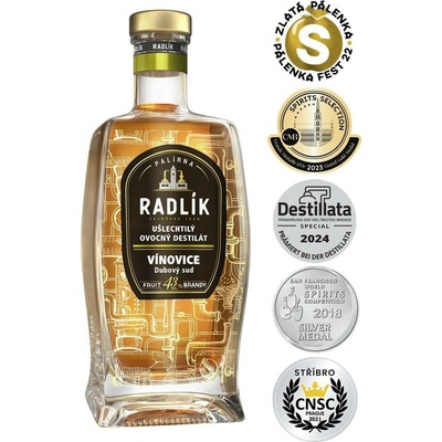 Radlík Vínovice z dubového sudu 43% 0,5 l (holá láhev)