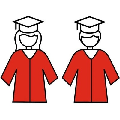 DĚTSKÝ studentský talár, Barva šálu 400 - červená, Barva taláru 102 - béžová