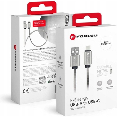 Forcell C234 USB-A na USB-C 2.0 2,4A, 1m, stříbrný