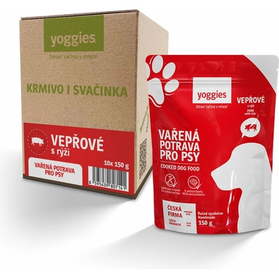 Yoggies Adult Vařená potrava vepřové maso s rýží 150 g