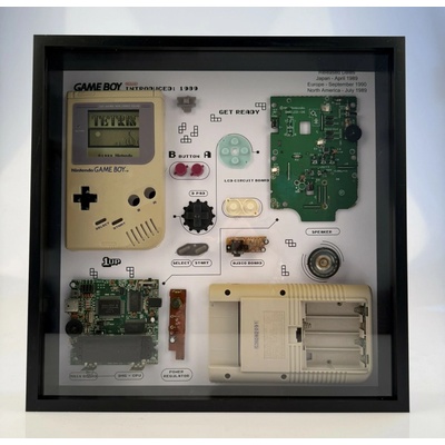 Nintendo Gameboy Original DMG 01, rámeček s rozebranou retro konzolí