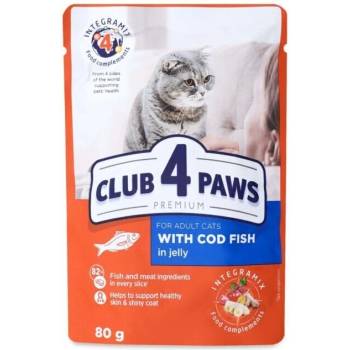 CLUB 4 PAWS Premium Adult Cat Pouch Cod Fish In Jelly - Риба треска в желе, 80 гр