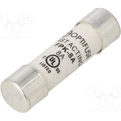 OPTIFUSE FPK-8A Pojistka: tavná; 10,3x38mm; kulatý,průmyslová; 8A; 600VAC; 600VDC