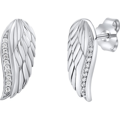 stříbrné naušnice andělské křídlo Lasha se zirkony FW10187E