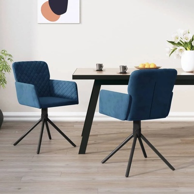 vidaXL Въртящи се трапезни столове, 2 бр, сини, кадифе (344789)
