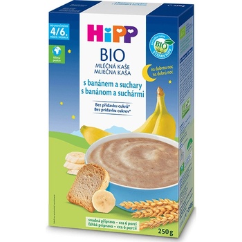 HiPP Bio mliečna na dobrú noc s banánom a suchármi 250 g