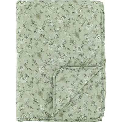Chic Antique Zelený prešívaný prehoz s kvetmi Aix Wild Flowers - 130 x 180 cm
