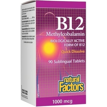 Natural Factors Витамин B12 1000 mcg (метилкобаламин) 90 сублингвални таблетки | Natural Factors (1242 NF)