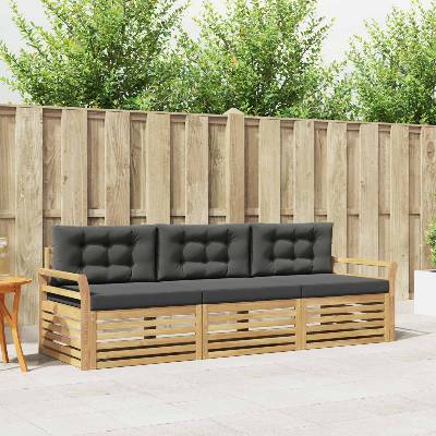 vidaXL Комплект дивани за открито 3 pcs Бяло и антрацит (3389967)