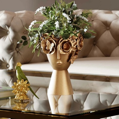 KARE Dekoratívna váza Flowercrown, výška 30 cm, Ø 20 cm, zlatá farba - 53386